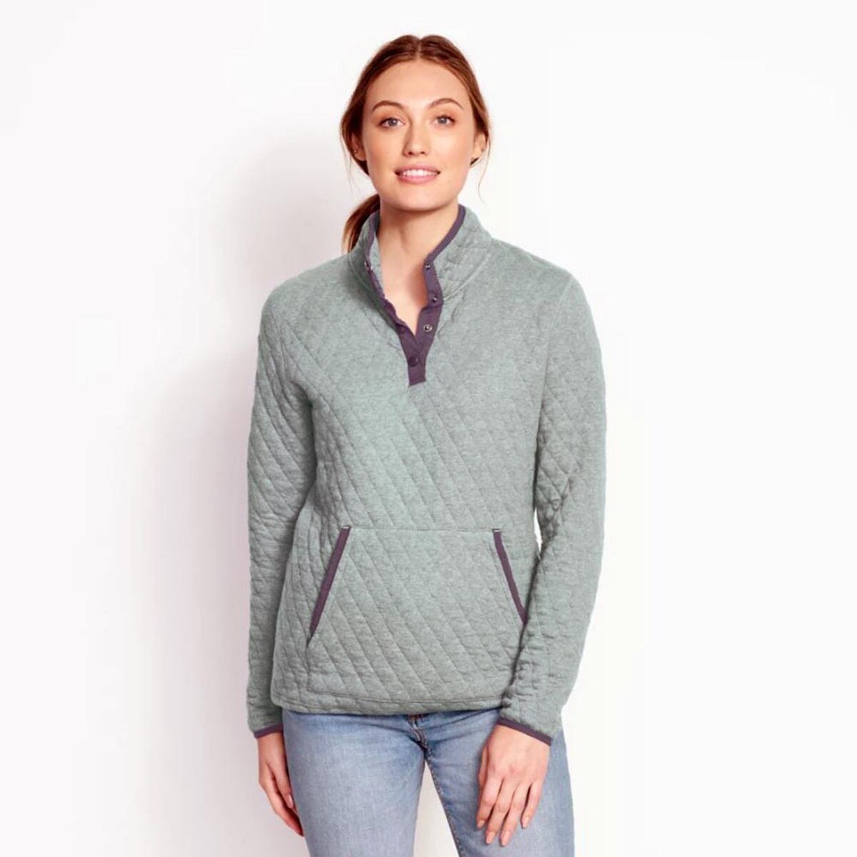 Womens quilted sweatshirt best sale